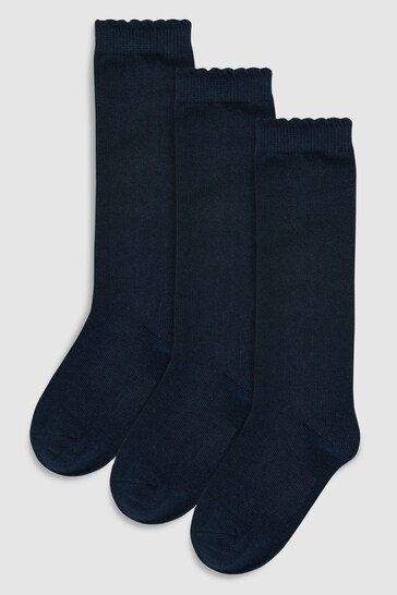 Buy Navy Grey 3 Pack Cotton Rich Knee High School Socks from the Next ...
