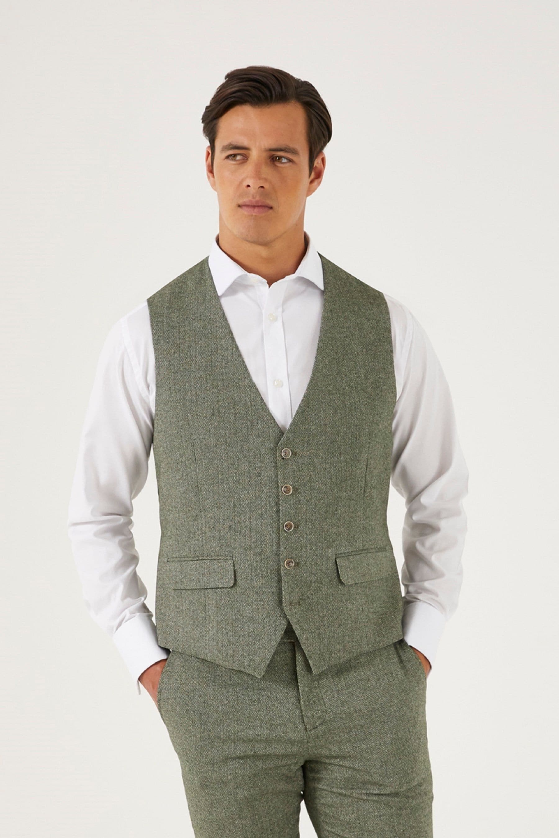 Olive green hot sale waistcoat mens