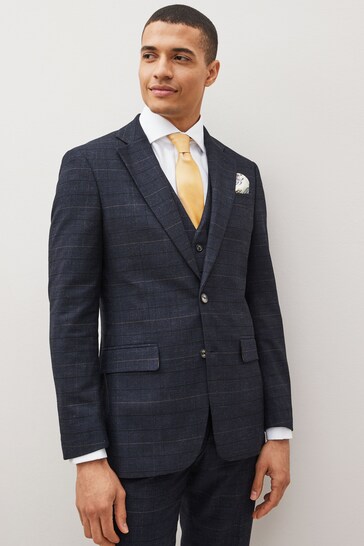 MOSS Tailored Fit Navy Black Check Suit: Jacket
