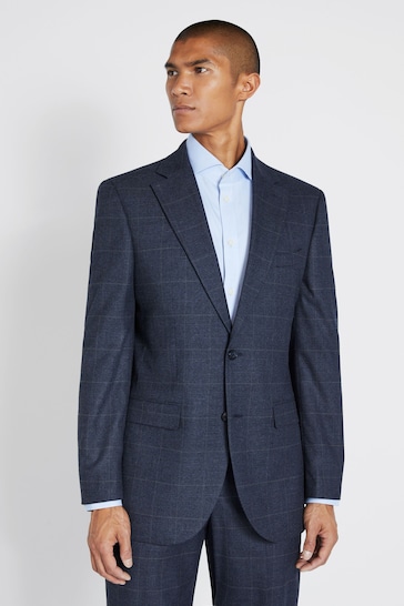 MOSS Regular Fit Blue With Khaki Check Suit: Jacket