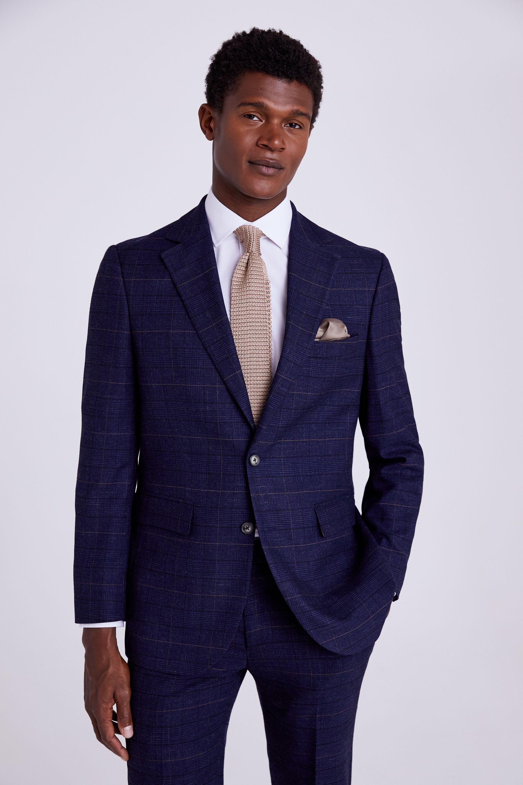 Buy MOSS Navy Blue Slim Fit Check Suit: Jacket from the Next UK online shop