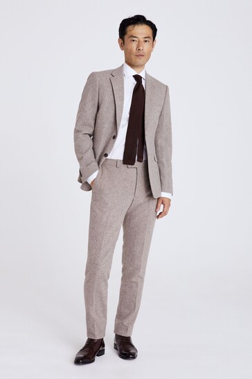 MOSS Slim Fit Stone Donegal Tweed Suit: Jacket