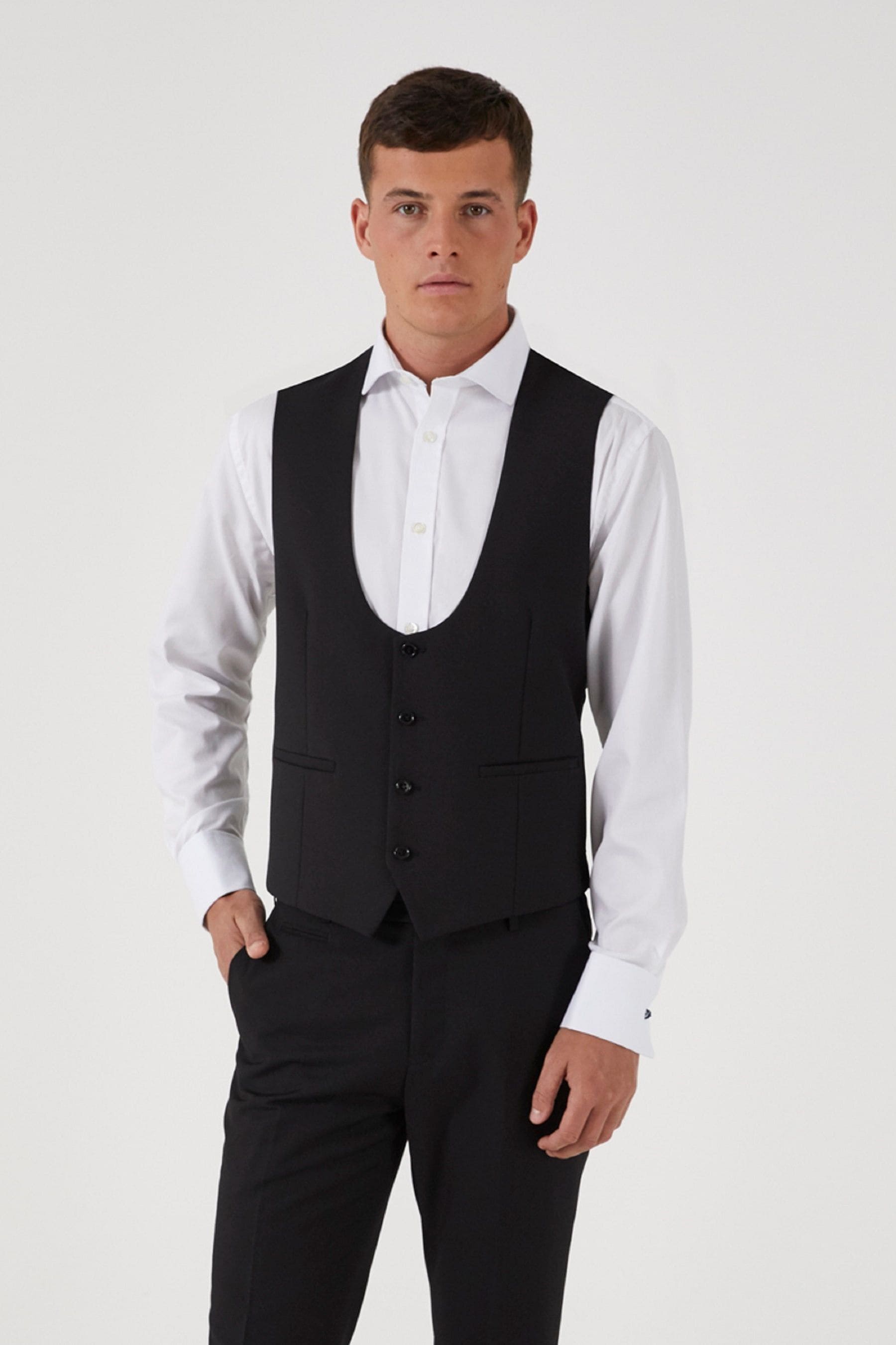 Mens black shop scoop waistcoat