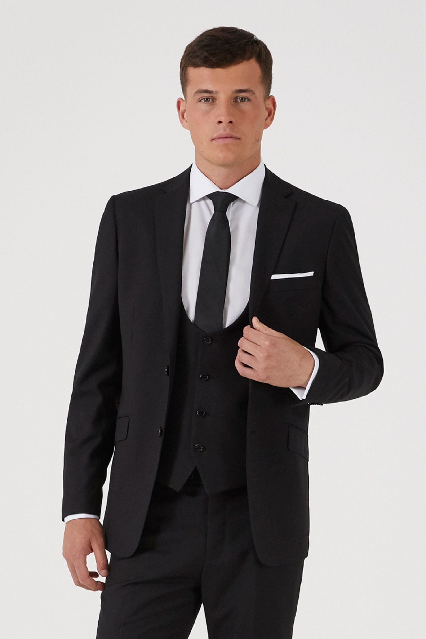 Slim black suit jacket deals