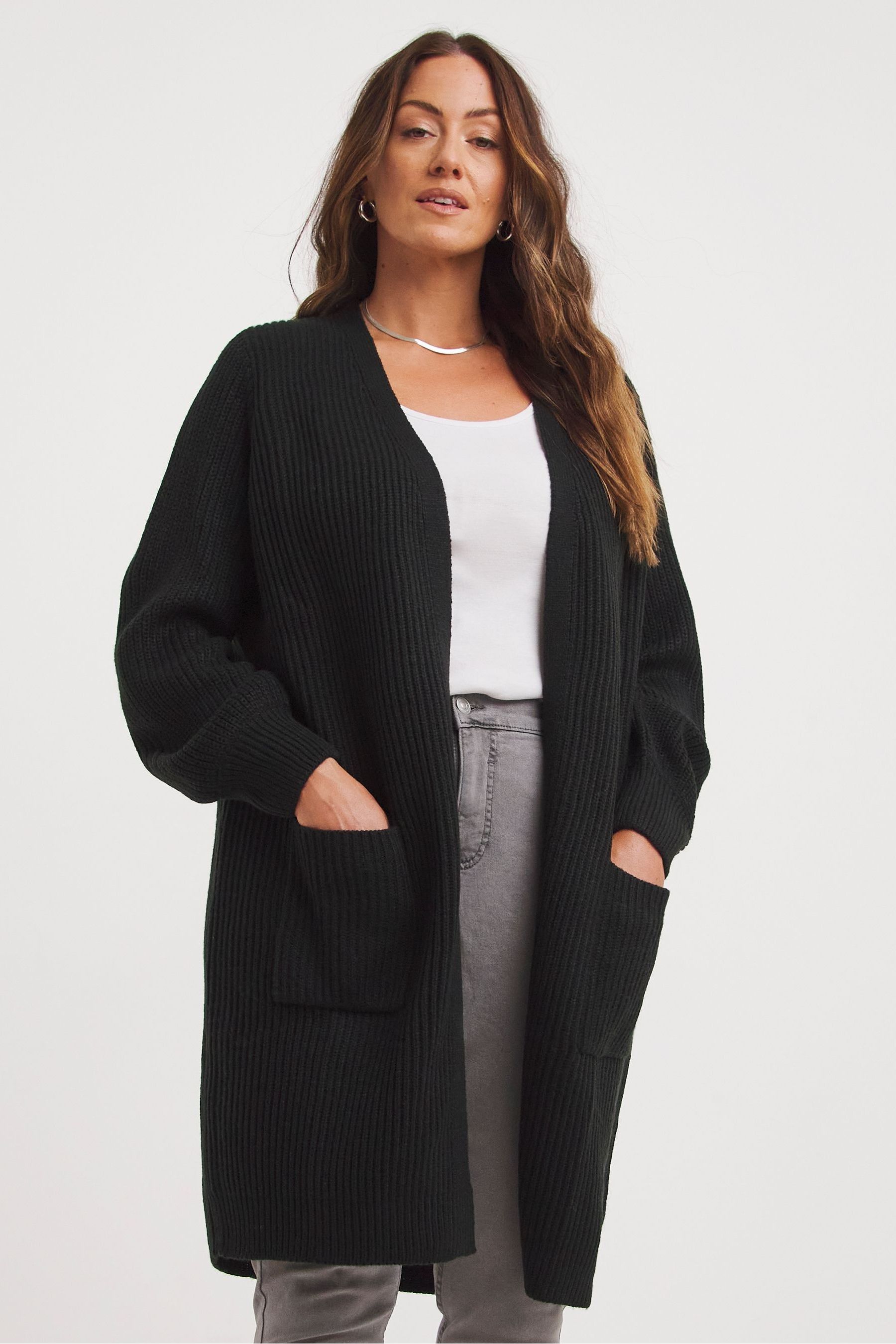 JD Williams Black Fisherman Rib Cardigan