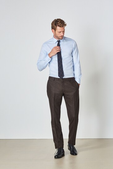 Brown Slim Wool Blend Donegal Suit: Trousers