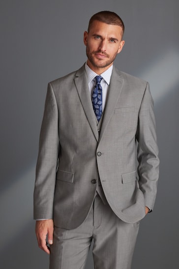 Light Grey Regular Fit Signature Tollegno Italian Wool Suit Jacket
