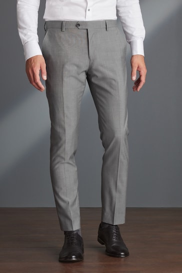 Buy Light Grey Slim Signature Tollegno Wool Suit: Trousers from the ...