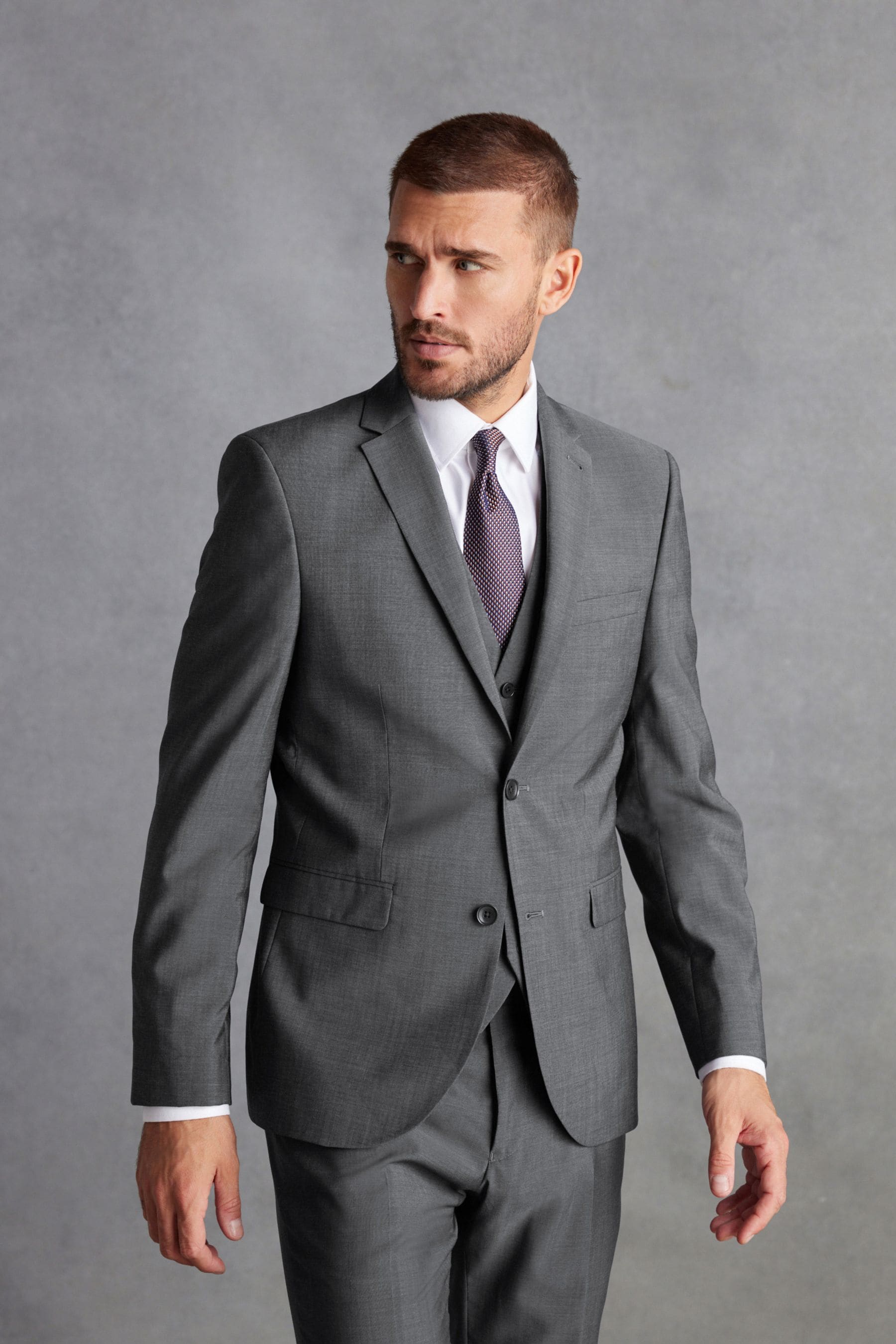 Buy Charcoal Grey Slim Signature Tollegno Italian Wool Suit Jacket from ...