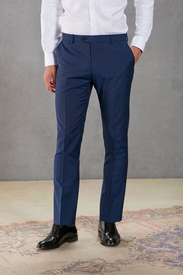 Buy Bright Blue Slim Signature Tollegno Wool Suit: Trousers from the ...