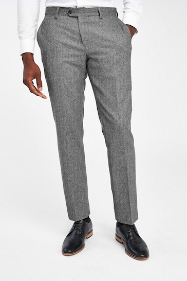 Buy Grey Nova Fides Wool Blend Herringbone Suit Trousers from the Next ...