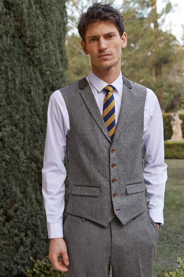 Grey Trimmed Donegal Waistcoat