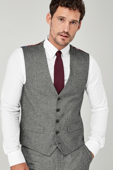 Grey Donegal Suit: Waistcoat
