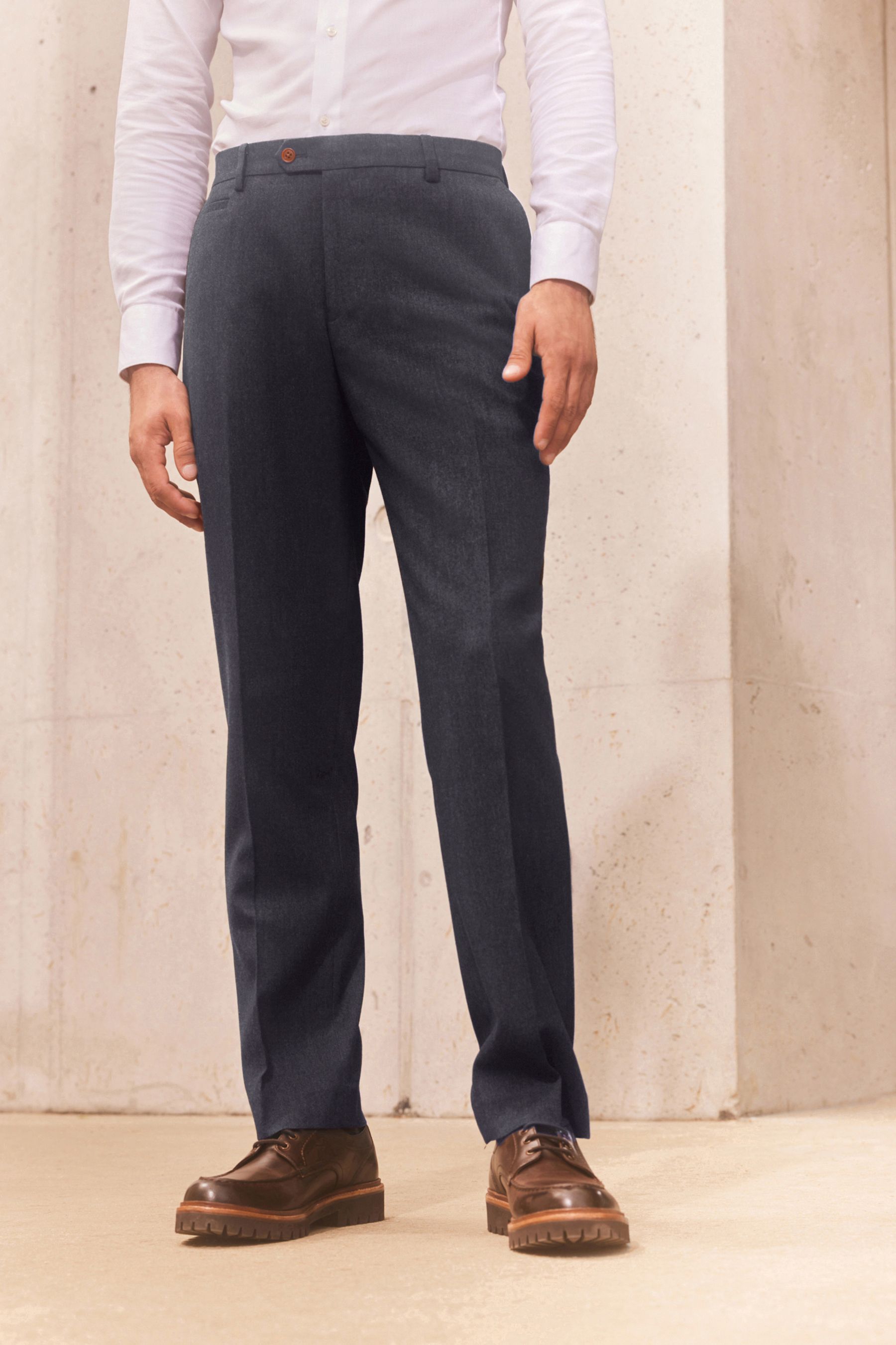 Buy Navy Tailored Trimmed Donegal Fabric Suit: Trousers from the Next ...