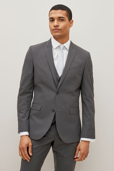 Charcoal Grey Slim Two Button Suit Jacket