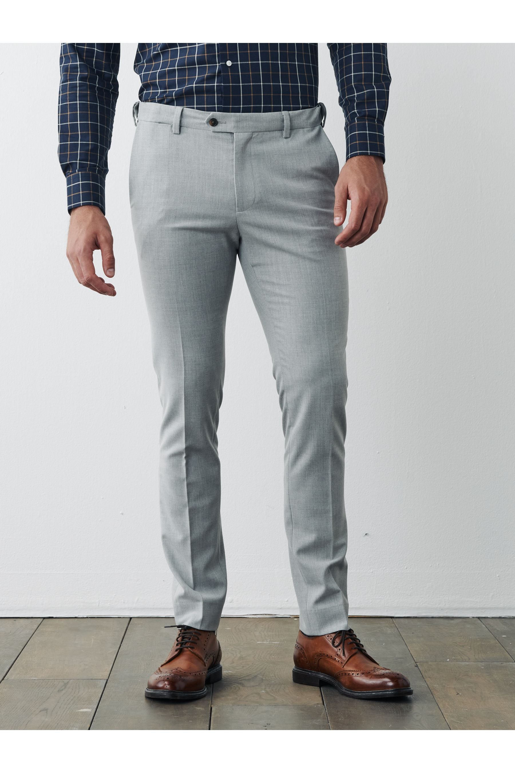 Light Grey Skinny Motion Flex Stretch Suit Trousers