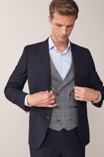 Navy Blue Skinny Two Button Suit Jacket