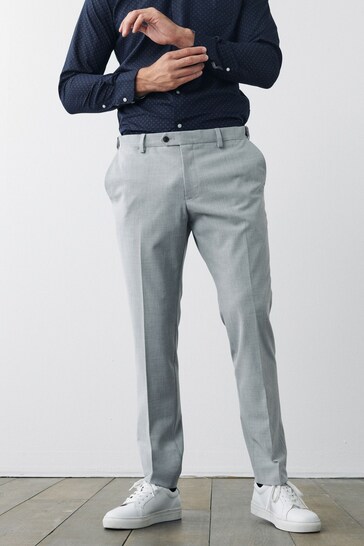 Light Grey Slim Motion Flex Stretch Suit: Trousers