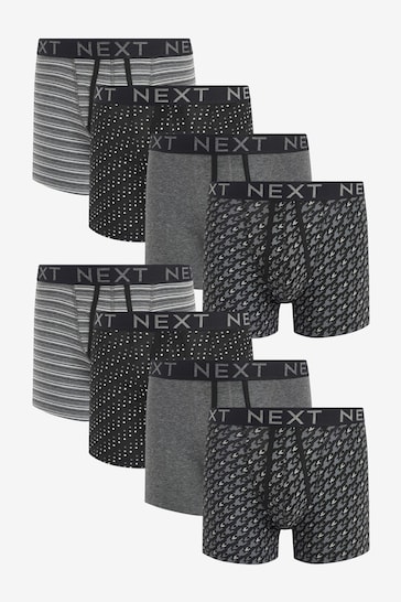 Black Grey Pattern 8 pack A-Front Boxers