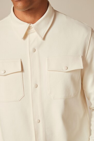 Ecru White Premium Texture Jersey Shacket