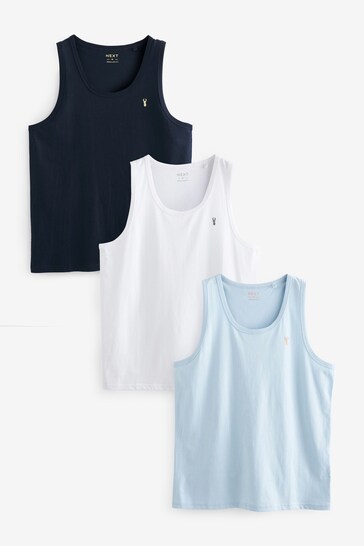 Blue/White/Navy 3 Pack Stag Vest