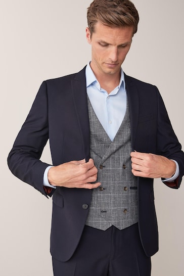 Navy Blue Tailored Two Button Suit Jacket