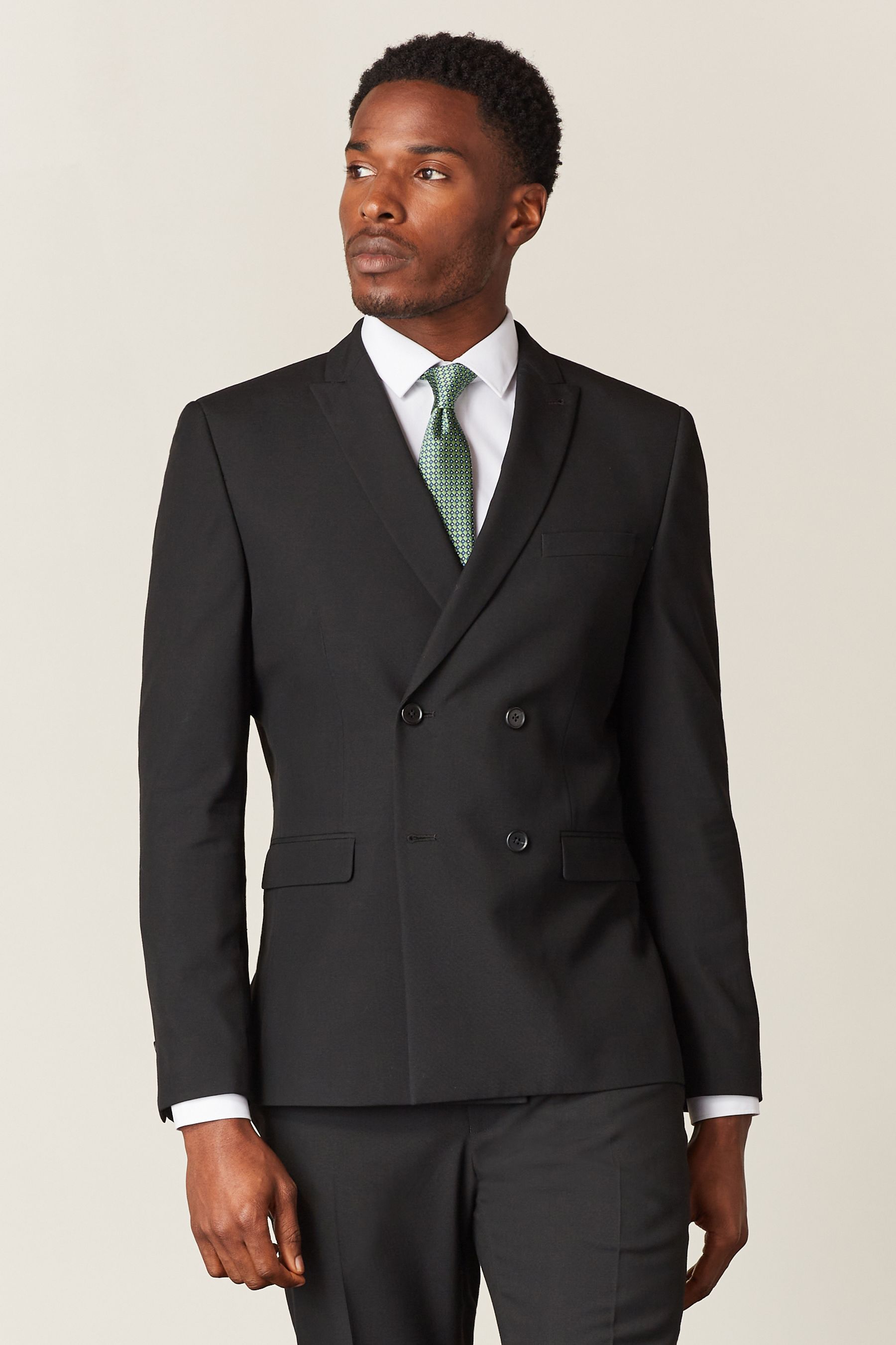 Mens black 2025 double breasted suit