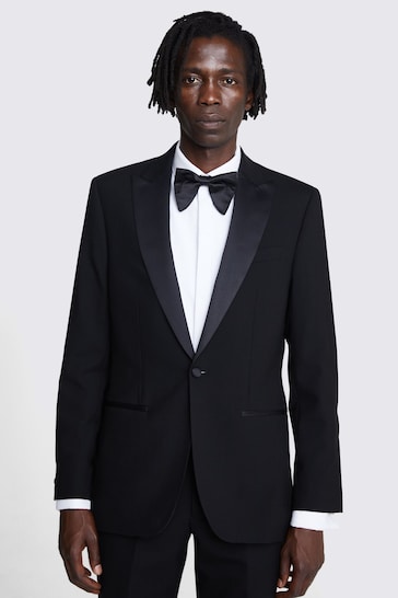 MOSS Black Tailored Fit Tuxedo Suit: Jacket