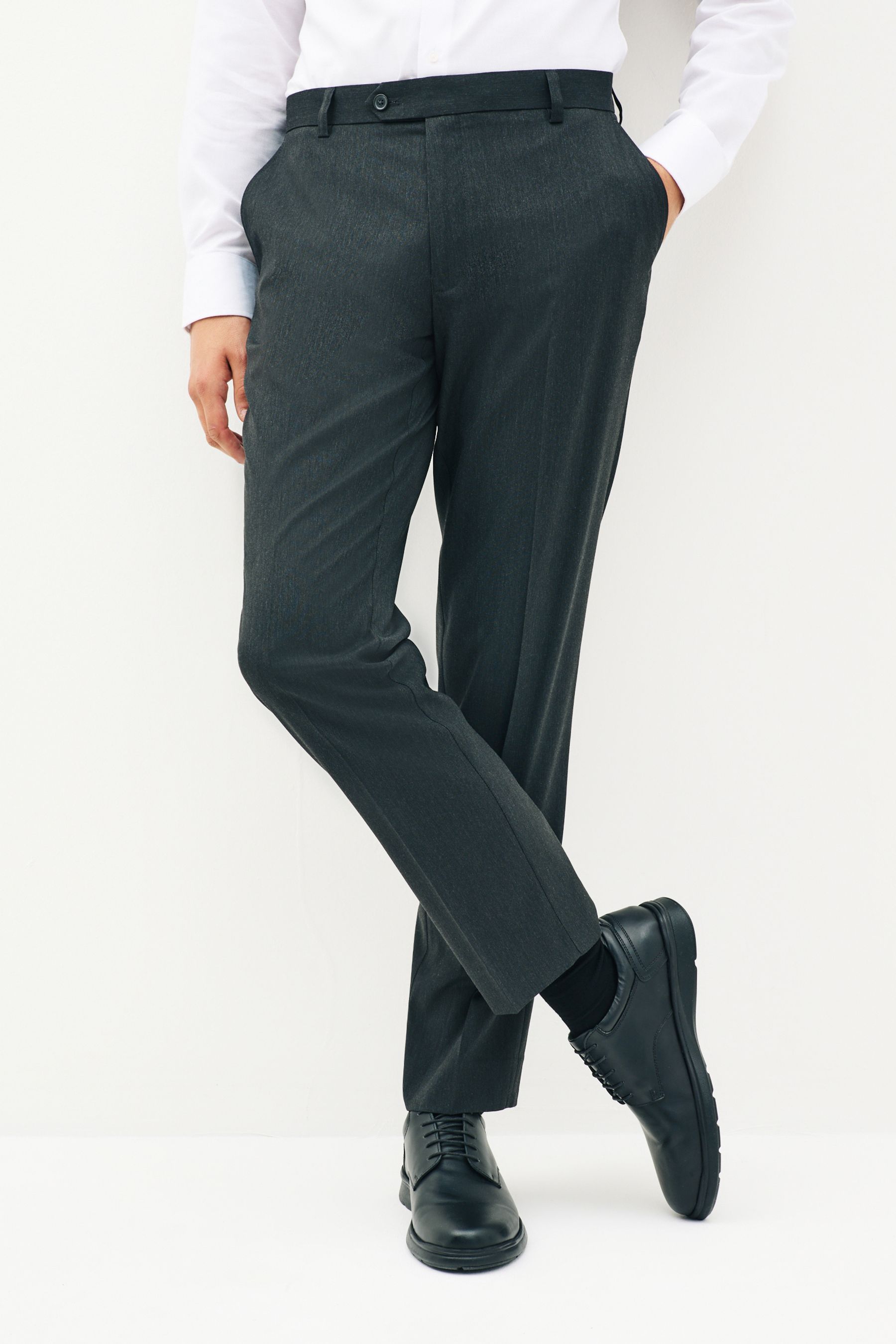 Buy Charcoal Grey Tailored Stretch Smart Trousers from the Next UK ...