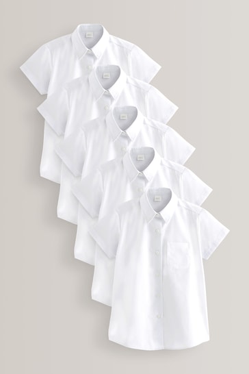 White Regular Fit 5 Pack Short Sleeve School Shirts (3-18yrs)