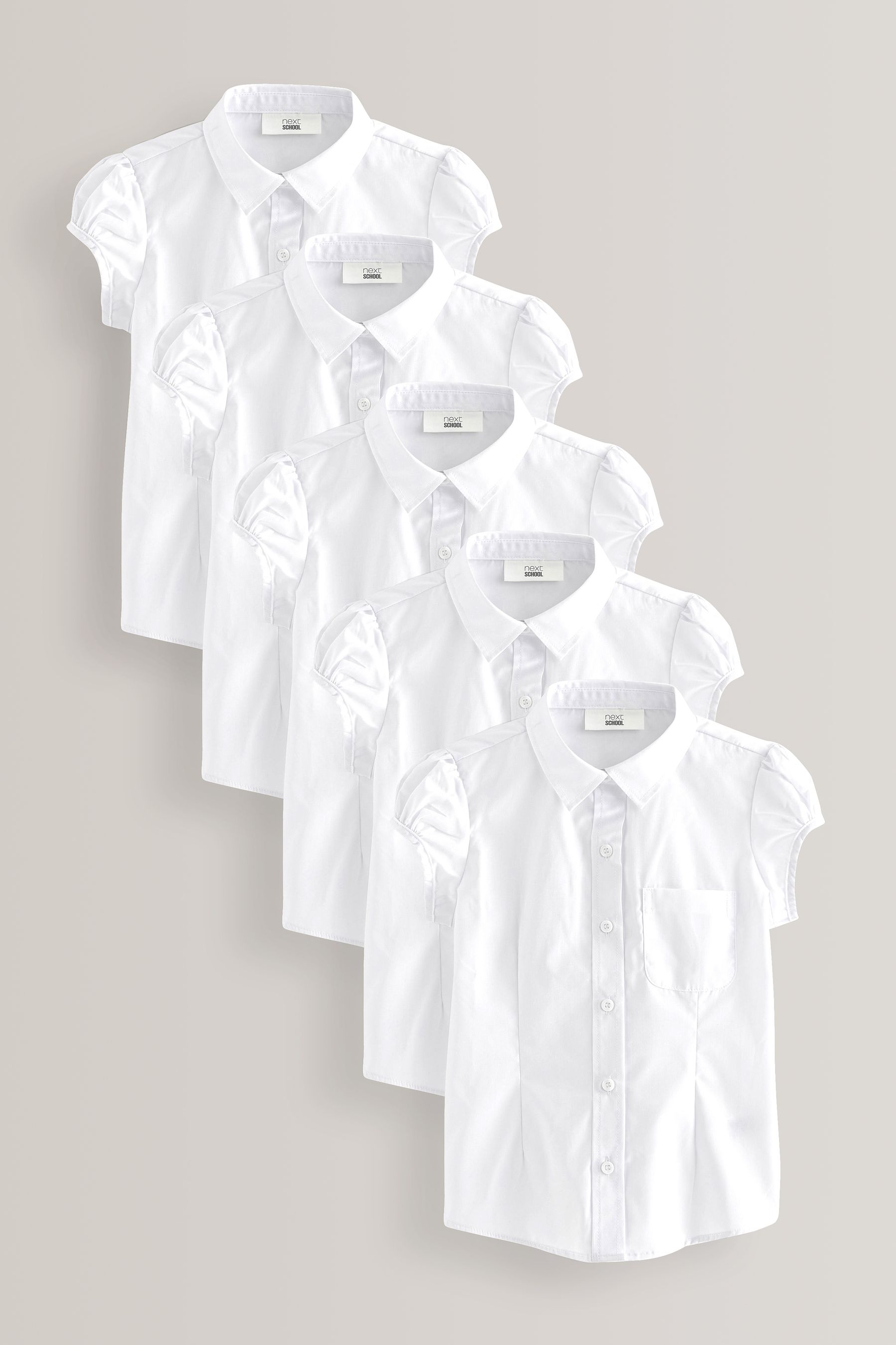 Buy White 5 Pack Puff Sleeve School Shirts 3 16yrs from the Next