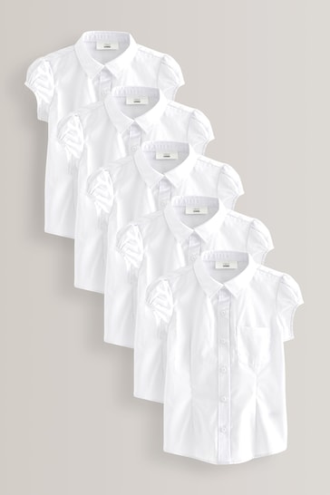 White 5 Pack Puff Sleeve School Shirts (3-16yrs)