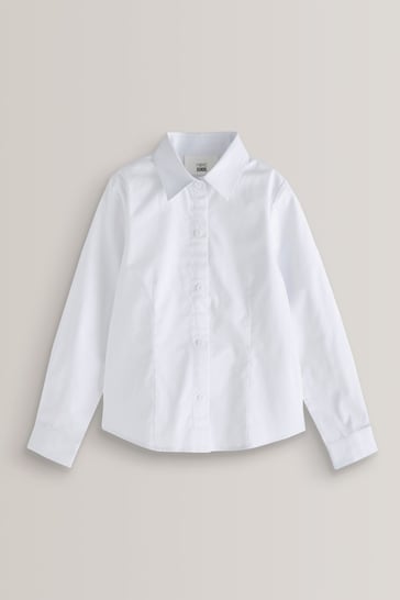 White Dressing Made Easy Cotton Rich Stretch Long Sleeve School Shirt (3-17yrs)