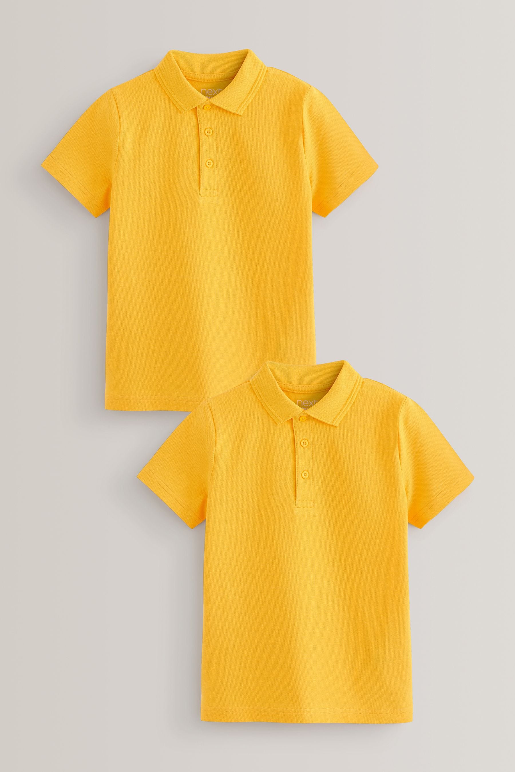 Yellow 2 Pack Cotton School Polo Shirts 3 16yrs