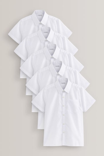 White Regular Fit 5 Pack Short Sleeve School Shirts (3-17yrs)