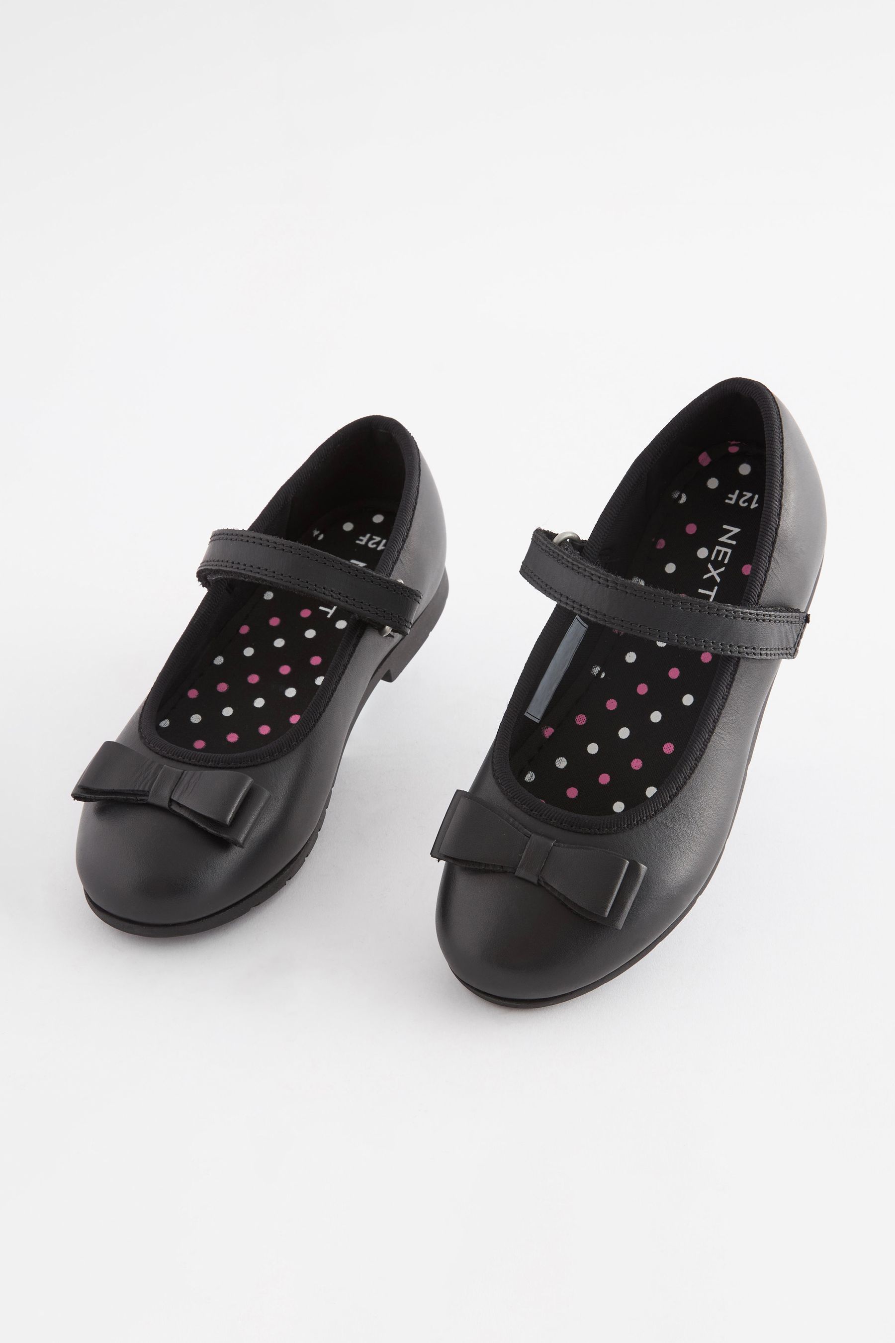 Buy Black Narrow Fit (E) School Leather Bow Mary Jane Shoes from the ...