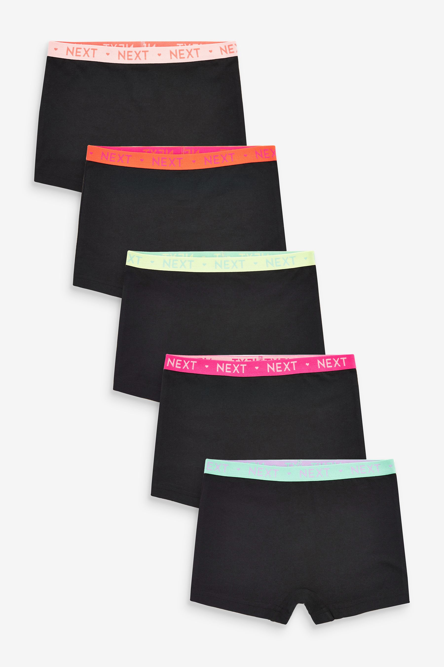 Buy Black with Bright Elastic Shorts 5 Pack (2-16yrs) from the Next UK ...
