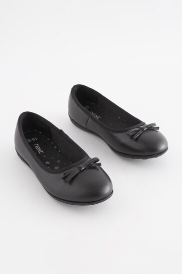 Black Wide Fit (G) School Leather Ballet Shoes