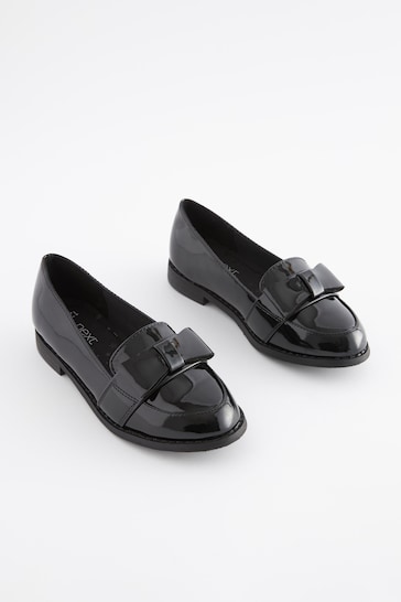 Buy Black Patent School Bow Loafers from the Next UK online shop