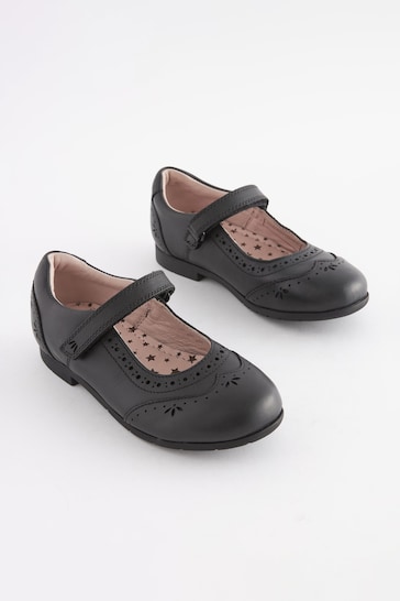 Black Standard Fit (F) Premium Leather Mary Janes