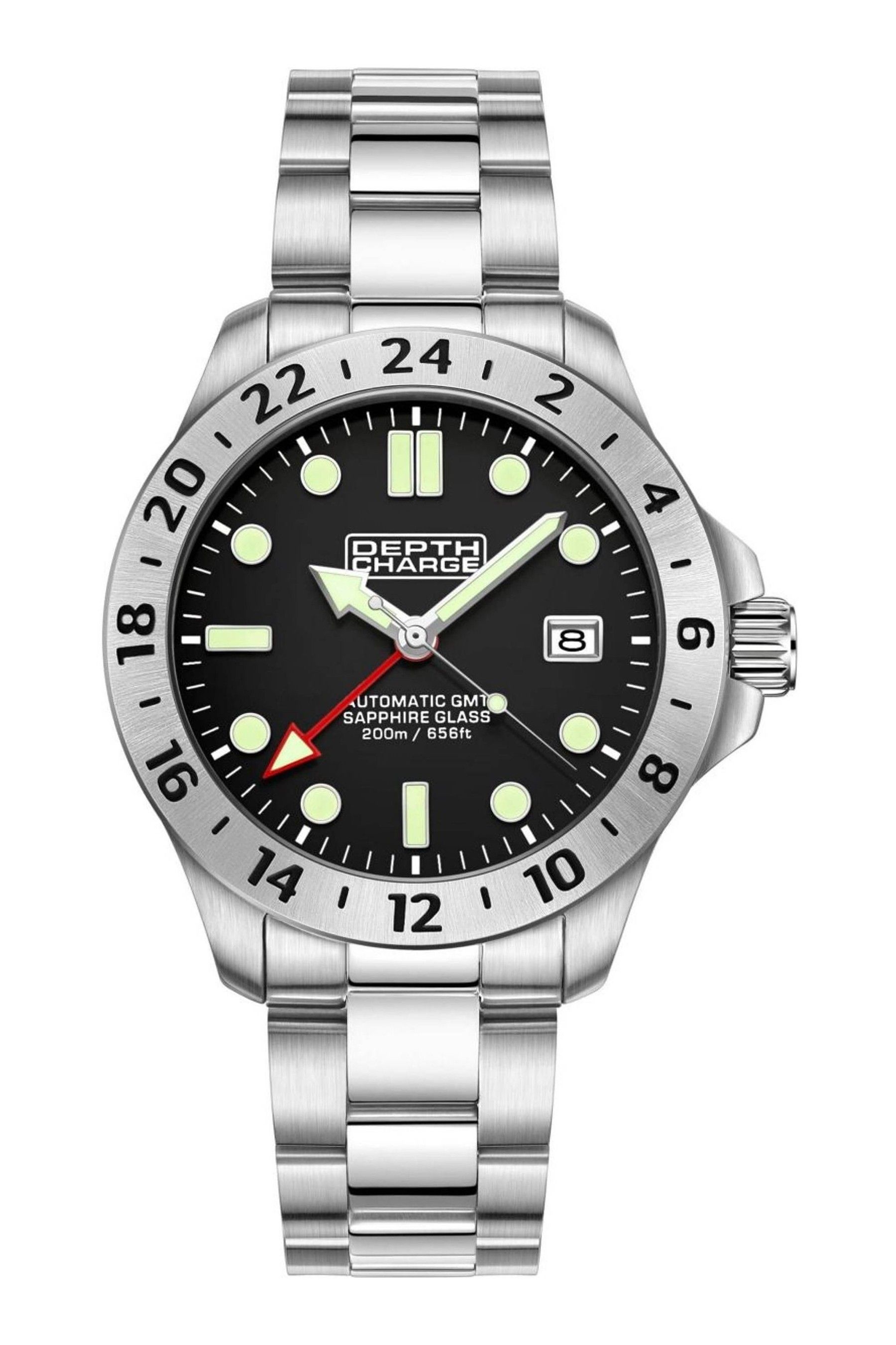 Depth Charge Gents Silver Tone GMT Utilitarian Watch