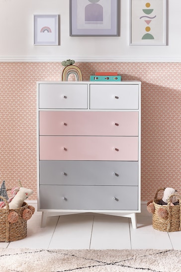 Pink Quinn Kids Nursery 6 Drawer Chest Of Drawers