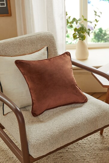 Cinnamon Brown Matte Velvet Square Cushion