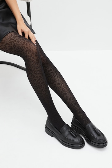 Buy Black Animal Print Pattern Tights 1 Pack from the Next UK online shop