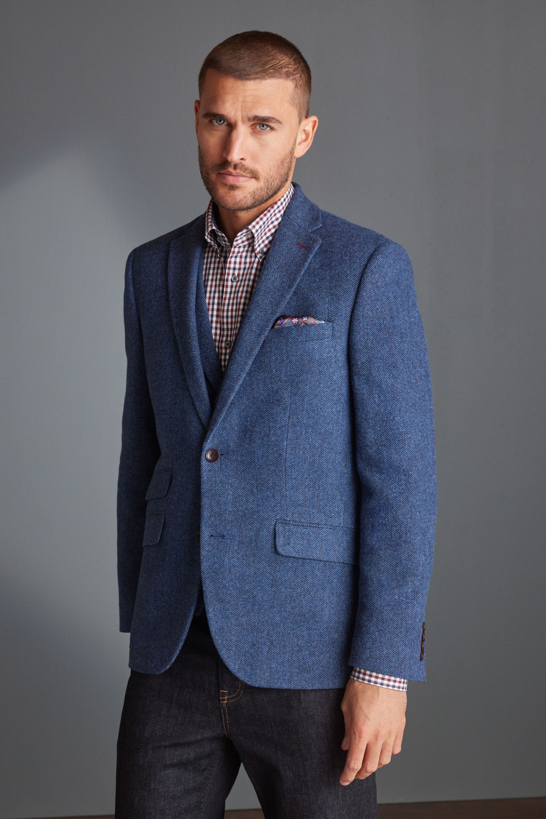 Mens navy herringbone blazer outlet