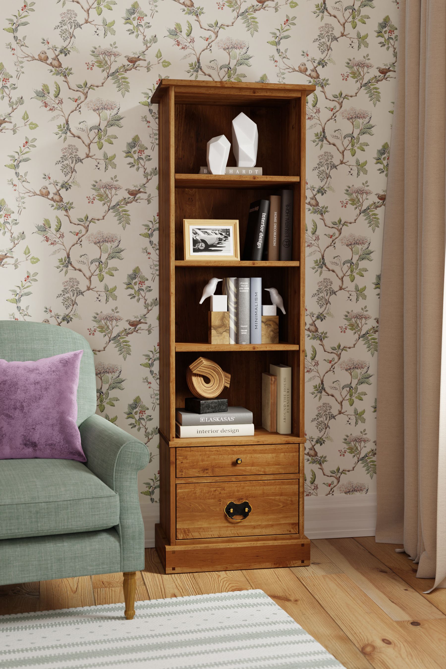 Honey oak shop bookcase
