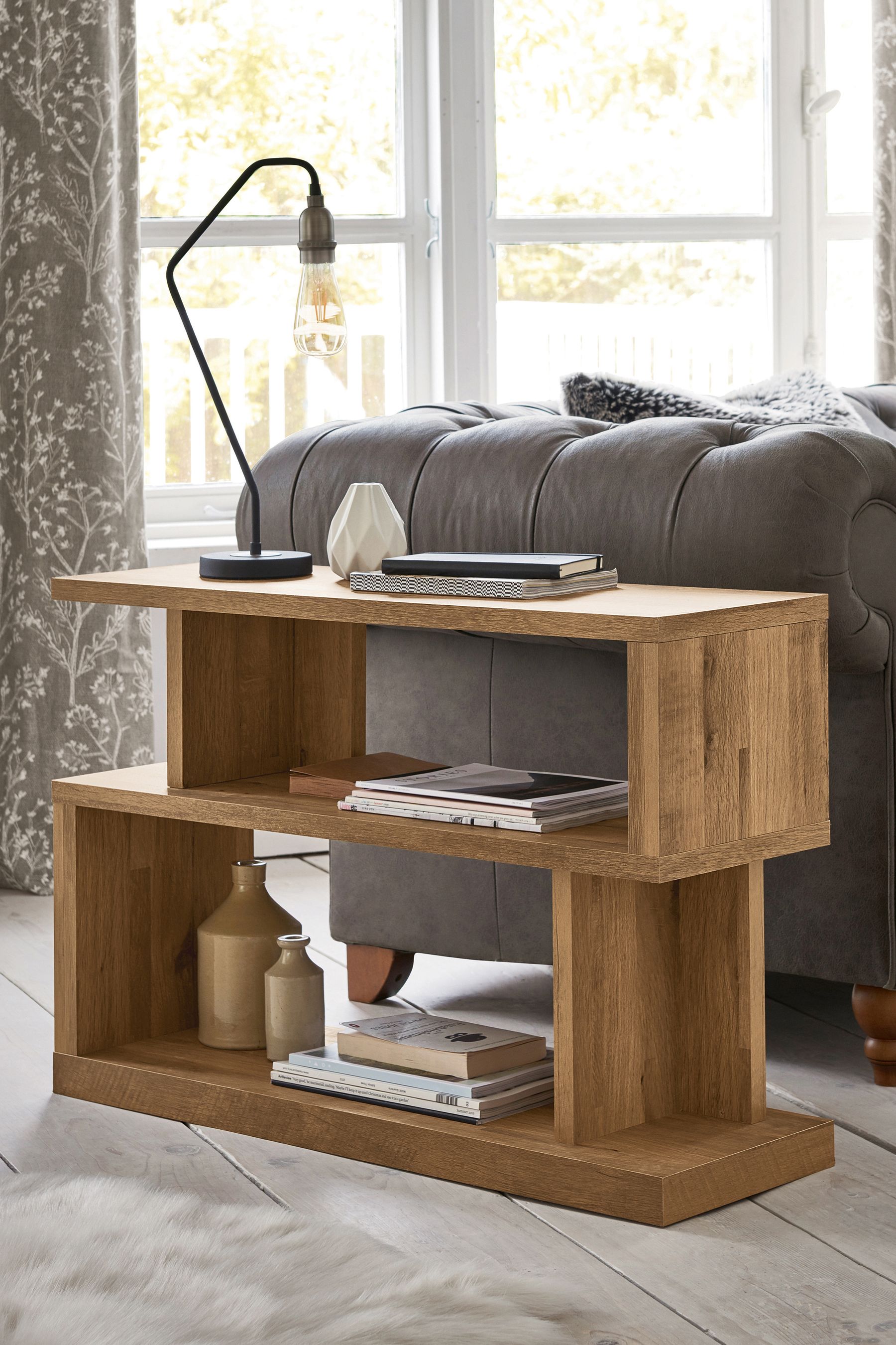 Dark Bronx Oak Effect Large Sofa Side Table