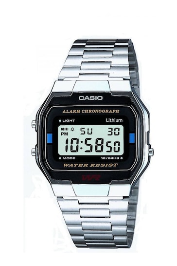 Casio 'Classic Leisure' Silver and LCD Plastic/Resin Quartz Chronograph Watch