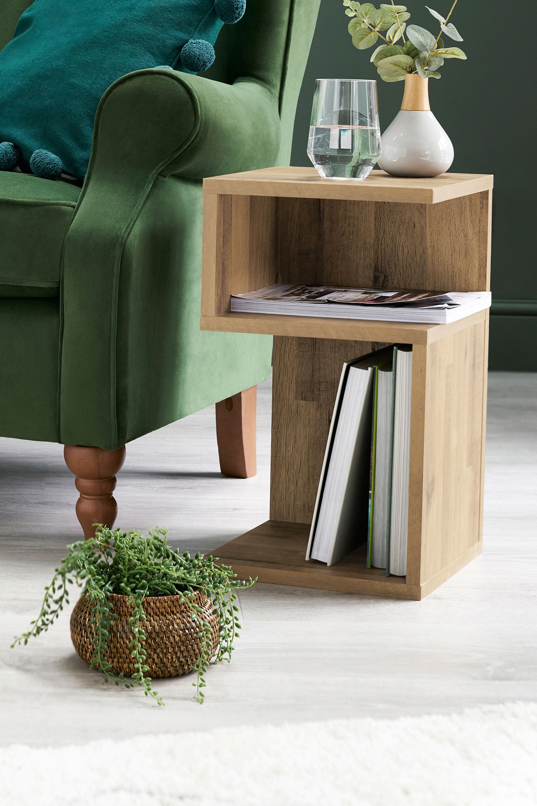 Small oak effect side table sale