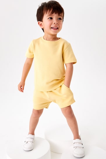 Yellow Plain Sweat T-Shirt And Shorts Set (3mths-7yrs)